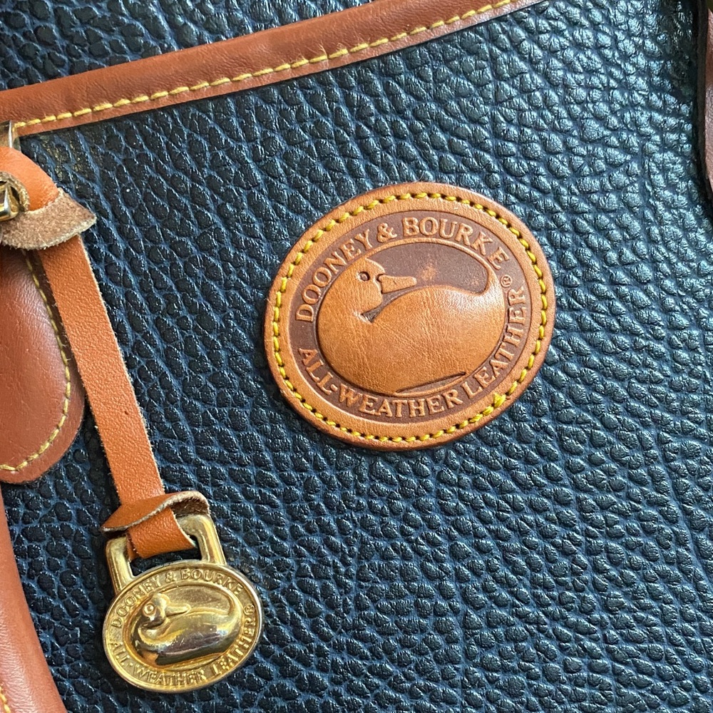 Dooney & Bourke Black and Brown Pebbled Leather Satchel - Picture 4 of 15